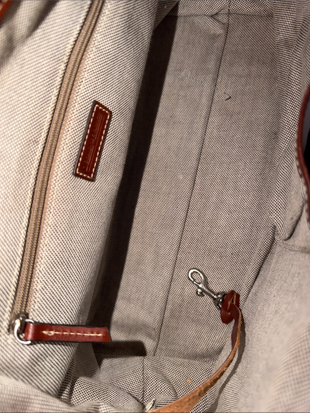 Dooney & Bourke Blue Canvas and Brown Leather Shoulder Bag - Picture 8 of 12